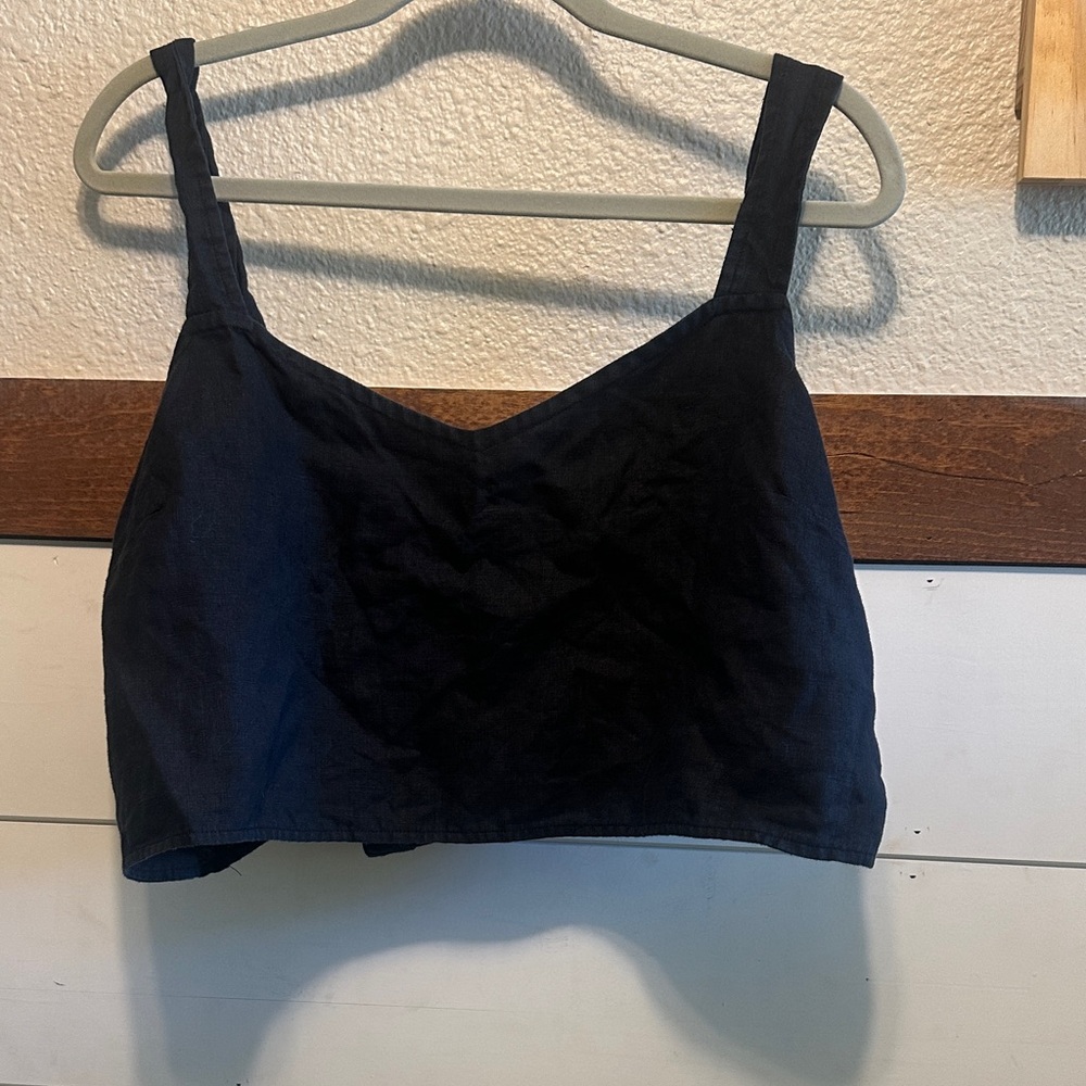 Quince 100% European Linen Boxy Cropped Tank